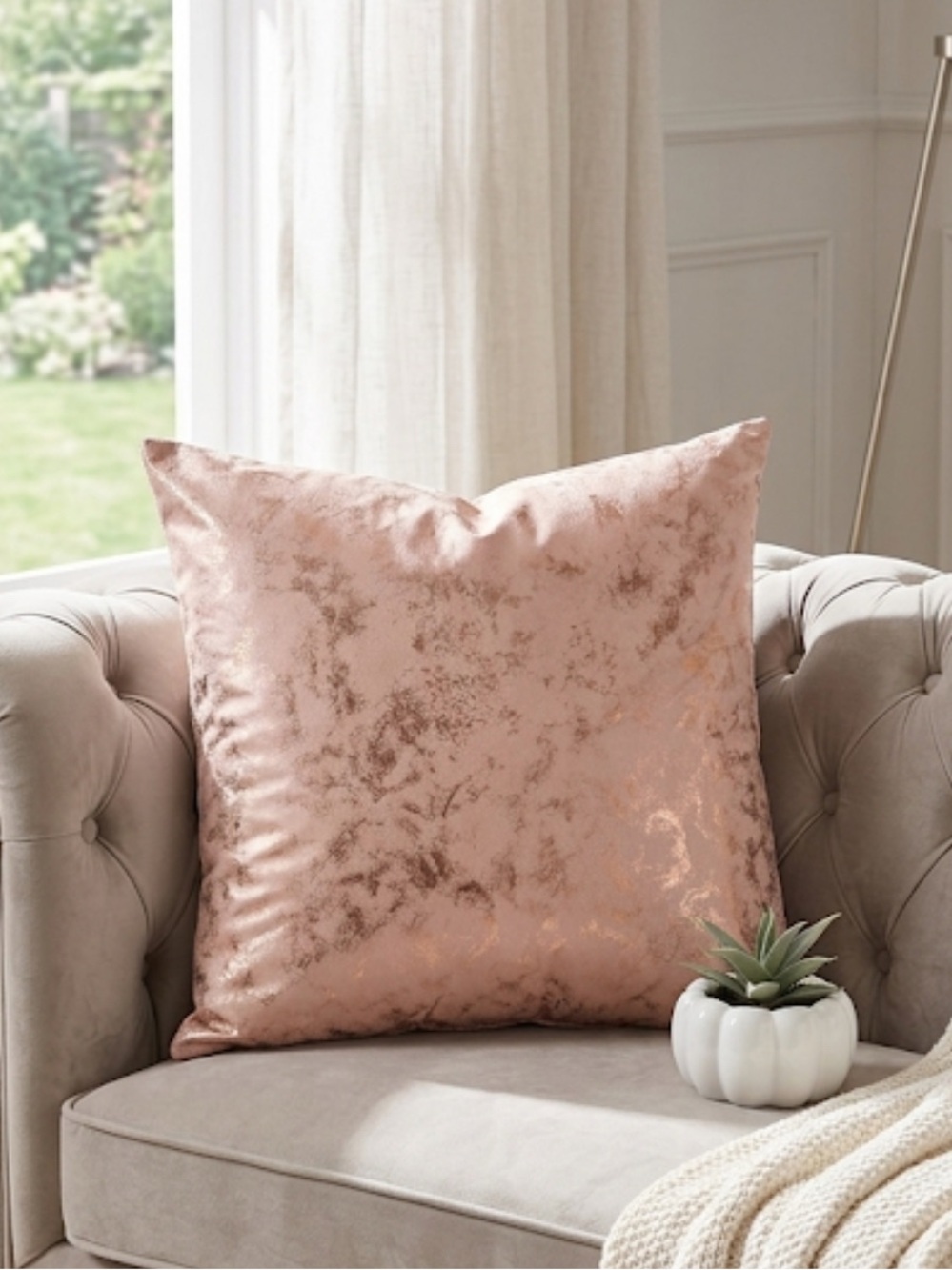 Gold and peach‎ throw accent pillow